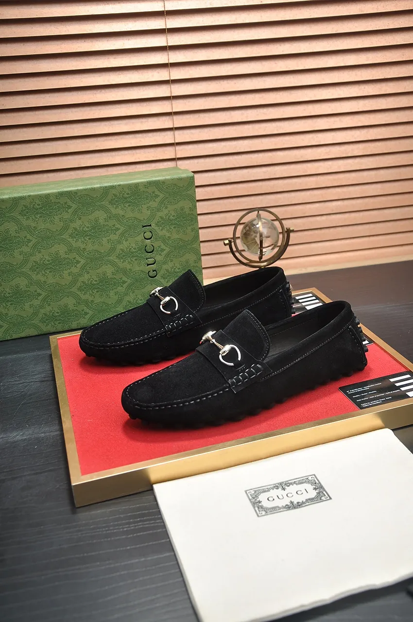 Men's Men's Shoes💰420💶【GUCCI】 (High-end Niuli) New 🍀Gucci*——Gucci Doudou Shoes! Made of imported original cowhide, the inner top layer is comfortable cowhide lining! Original wear-resistant rubber outsole! High quality products! Code number 38-44!